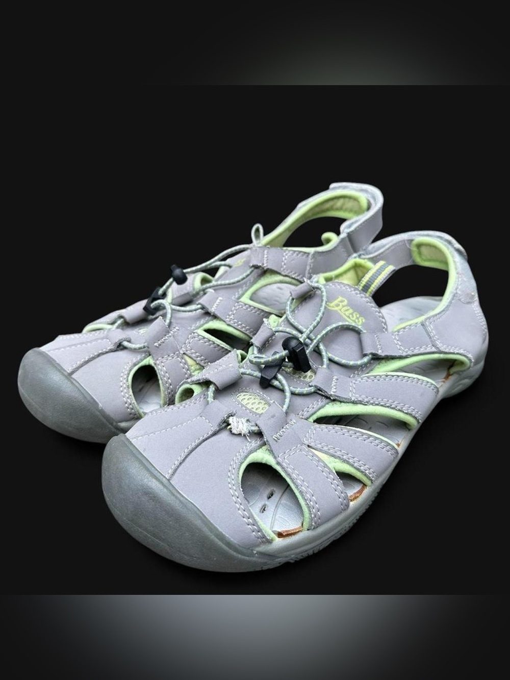 G.H. Bass & Co. outdoor/hiking Velcro sandals in grey and lime green